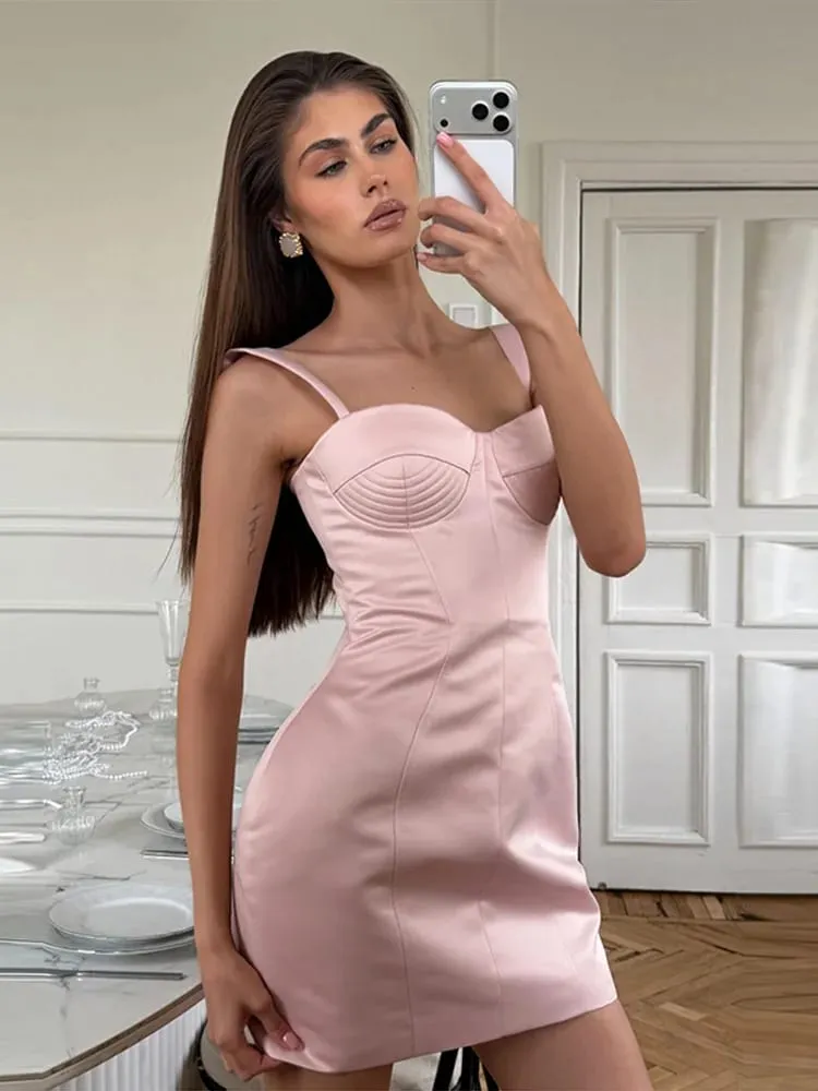Cup Detail Corset Bustier Sweetheart Neck Spaghetti Strap Waist Cinching Bodycon Mini Dress for Women Party Night Occasion Wear — image 4