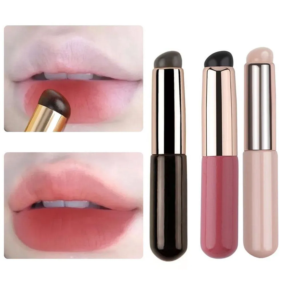 Silicone Lip Brush With Cover Cap Lid Concealer Brush Lipstick & Lip Balm Applicator Soft Lipstick Makeup Brushes Round Head — image 1