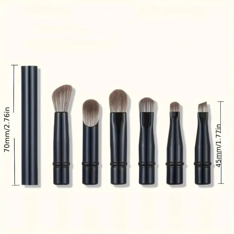 6ks mini cestovních sad štětců na make-up s odnímatelnou hliníkovou trubicí přenosný štětec na oční stíny a úložný box