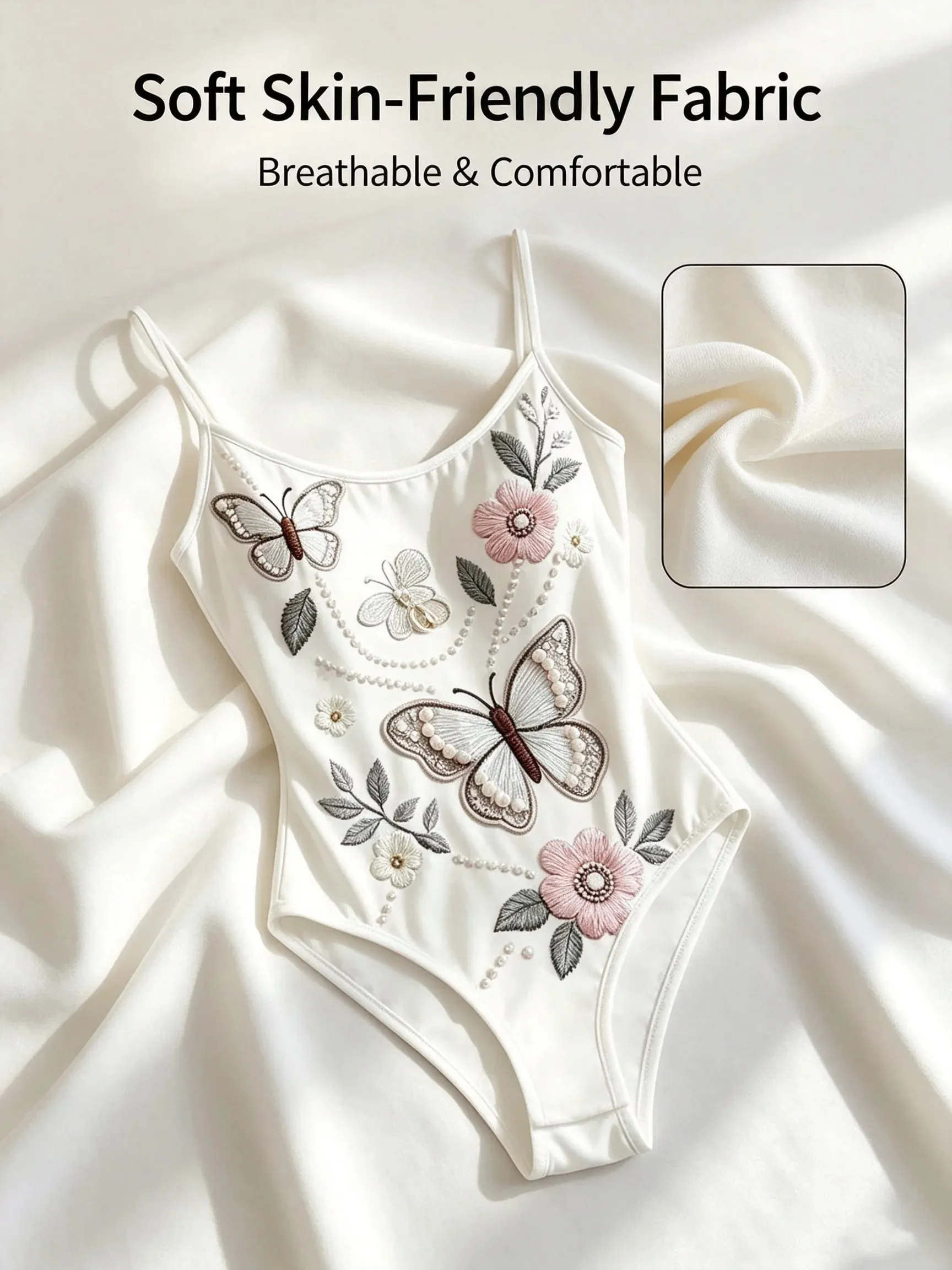 Elegant Butterfly Floral Embroidery Bodysuit Women Spaghetti Strap Slim High‑Cut One‑Piece Bodycon Jumpsuit — image 8