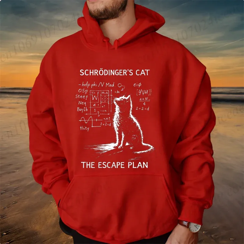 Funny Cat Physics Design Hoodies Math Science Humor Cat Print Sweatshirt Personalized Men Women Casual Streetwear Fashion Hoodie