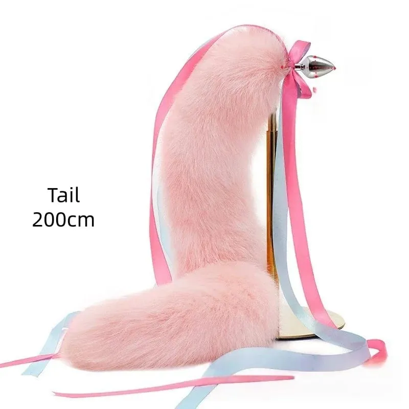 200cm Detachable Metal Butt Plug Fox Tail Cosplay Toys with Fetish Cosplay Fancy Dress Accessory for Couple BDSM Sex Flirt Prop — image 12