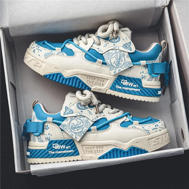 1 Pair of Men's Casual Sneakers Stylish and Comfortable Suitable for All Seasons Geometric Design Ideal for Outdoor Walking — image 2