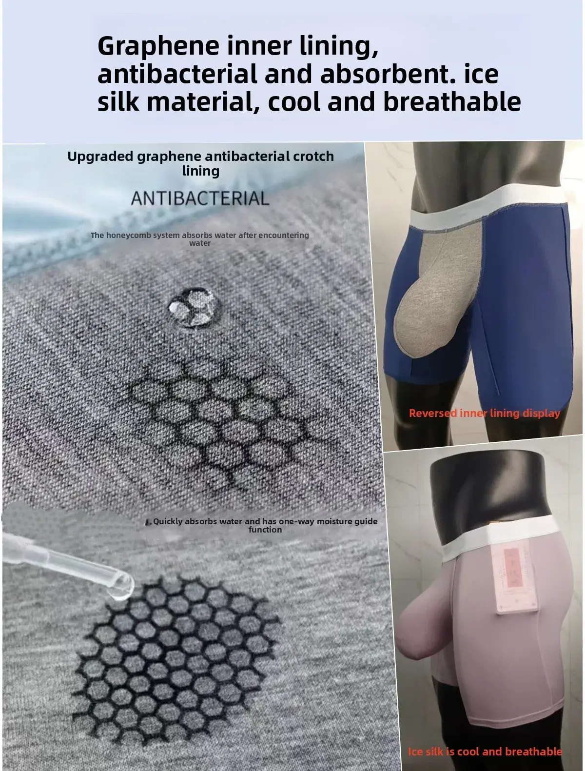 Mens Cool Ice Silk Boxer Briefs Extra Deep Pouch Breathable Long Running Sport Gym Underwear Anti Chafe Free Soft Trunks