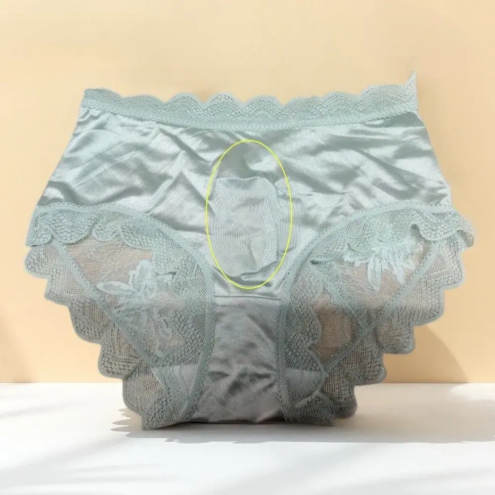 Men Satin Embroidery Floral Lace IceSilk Briefs Underwear 3D Bulge Pouch Panties Ice Silk Soft Quick Dry Breathable Sexy Panties