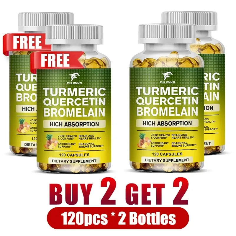 Buy 2 Get 2 Free! Turmeric Quercetin Bromelain Capsules Triple-Action Anti-Inflammatory Support for Joint Health & Immunity