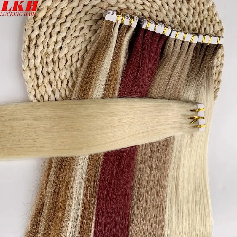Luckinghair Wholesale 100% Virgin Double Drawn Straight Invisible Human Hair Tape in Extensions Wave Style — image 4