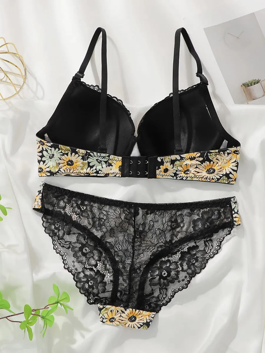 Women's Embroidered Lace Chrysanthemum Pattern Underwear with Steel Hoops Comfortable and Breathable Push Up Bra B6017 — image 2