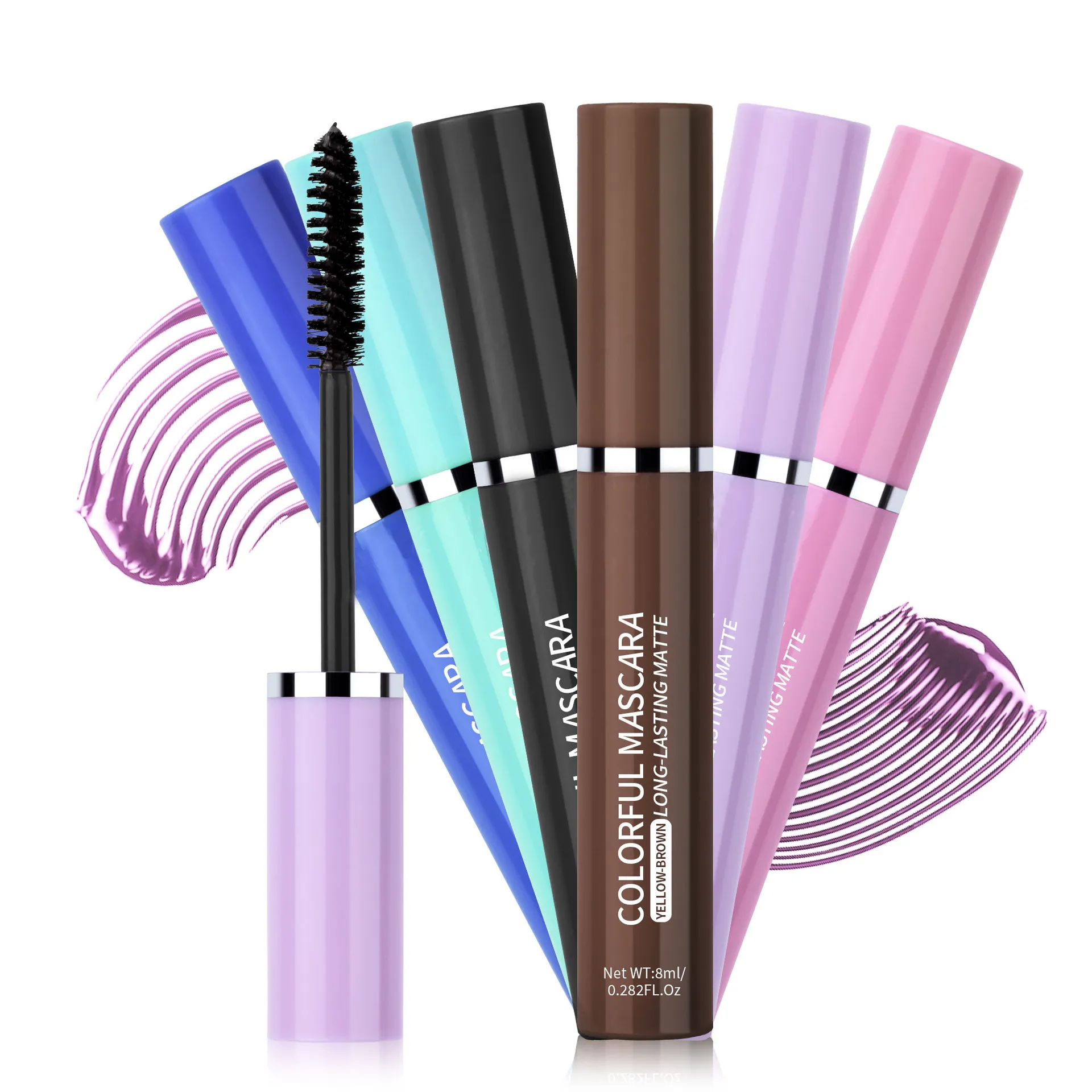 Ciglia mascara colorate Blu Rosa Verde Mascara impermeabile colorato Affascinante mascara arricciacapelli a lunga durata Trucco natalizio per occhi