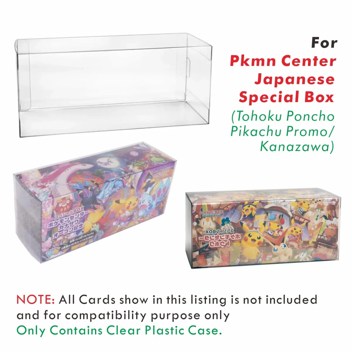 2/5PCS Clear Plastic Protector Case For Pkmn Center Japanese Special Box(For Tohoku Poncho Pikachu Promo/Kanazawa)