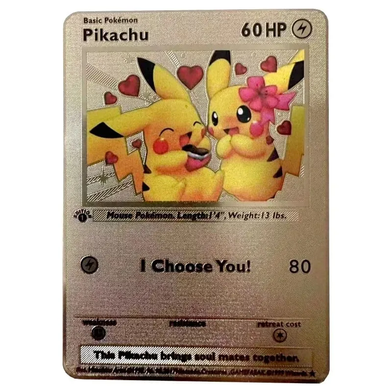 Pokemon Card Vmax Metal Pokémon Letters Pikachu Gx Mewtwo Charizard Vstar Anime Games Mga Laruan Golden Iron Playing Card Mga Regalo ng Bata