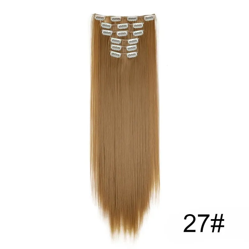 24Inch Synthetic 6pcs/set Long Straight Hair Extension Increasing Volume Extending Soft Comfortable Hairpiece for Women — image 22