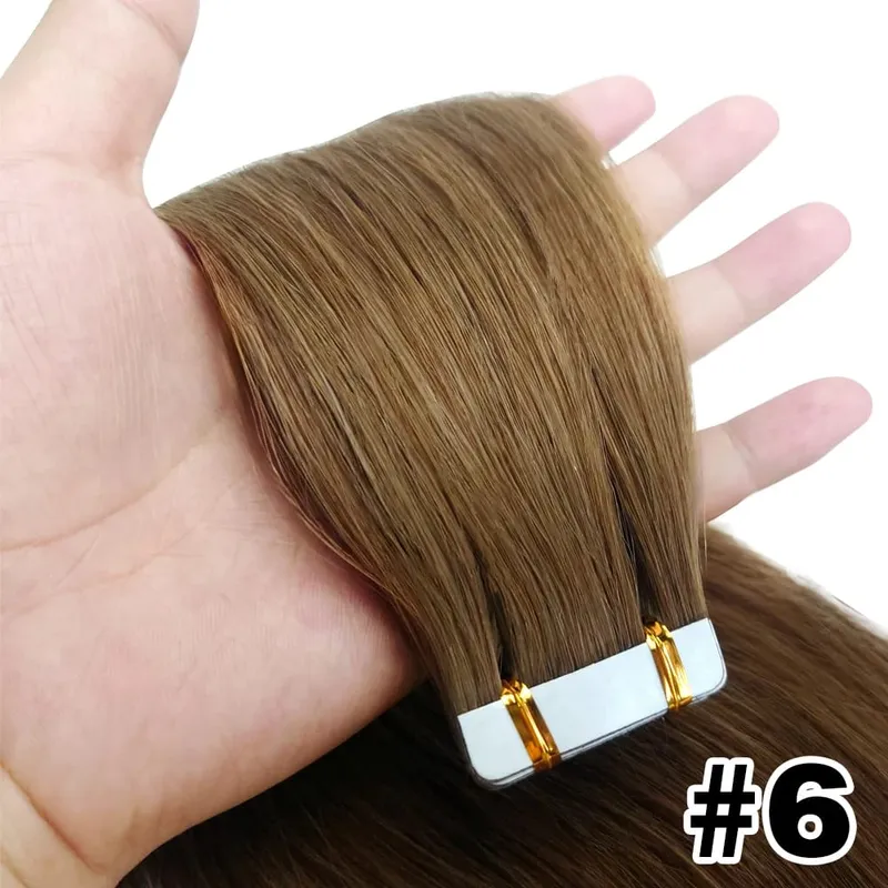 Tape Hair Extensions Machine Remy Seamless Skin Weft Adhesive 4x0.8cm Tape In Human Hair Natural Black Brown Blonde 20pcs 26inch
