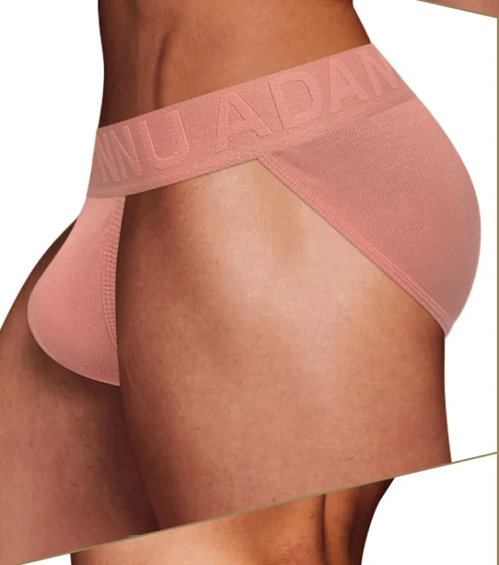 Men's Cotton Ribbed Skin-Friendly Bare Feel Convex Pouch Briefs, Embossed Letter Wide Waistband Slim Fit Underwear — image 18