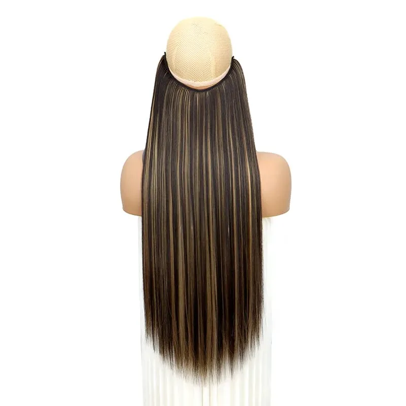22Inch Synthetic Long Straight Fish Line Hair Extension Invisible Wire Halo Hairpiece Heat Resistant Fiber Hair for Women — image 9