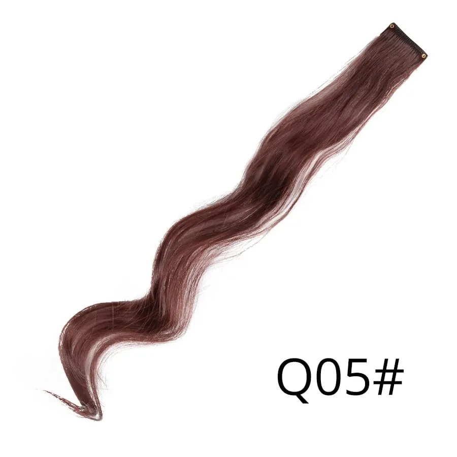 Extensiones de cabello de color liso con Clip para resaltar el cabello de arcoíris, rosa, azul, morado, sintético, con Clips para mujeres y niñas — image 67