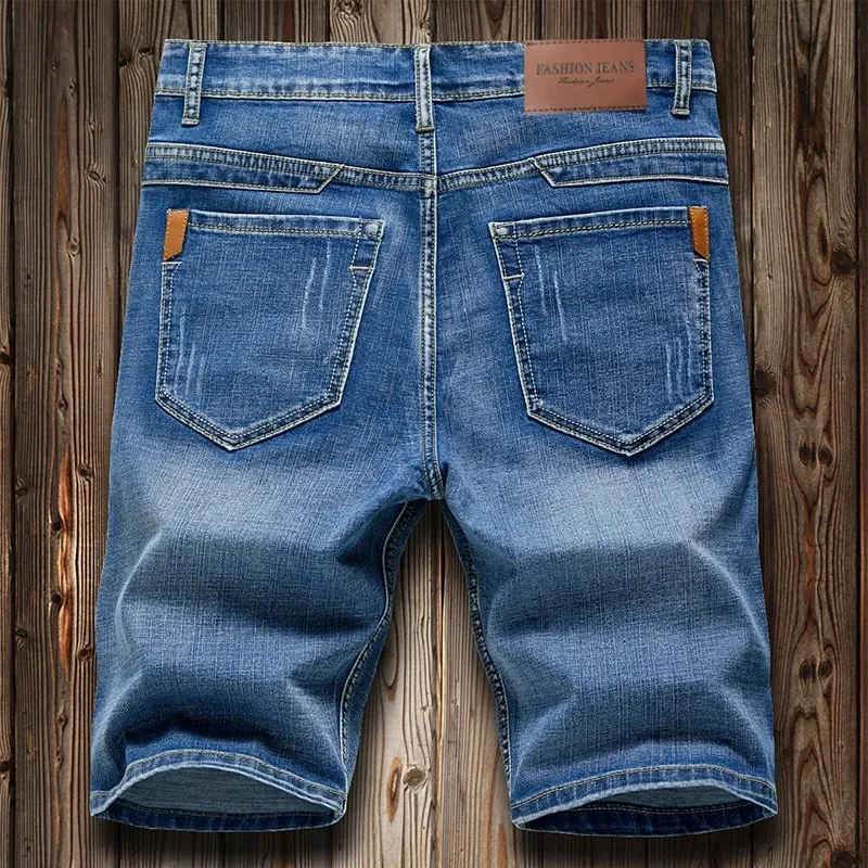 Summer Shorts Jeans Men Denim Pants Stretch Dark Blue Fashion Design Men's Jeans Slim Straight Male Short Jeans Hombre — image 5