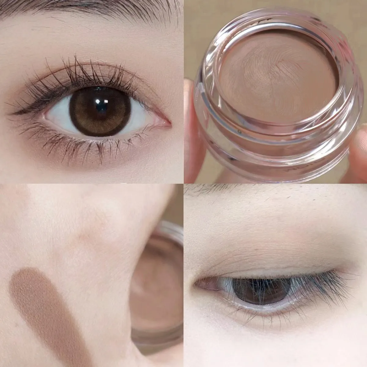 Matte Nude Eyeshadow Cream Waterproof Silky Smooth Eye Shadow Primer Pigment Pink Brown Long Lasting Monochrome Peach Eye Makeup