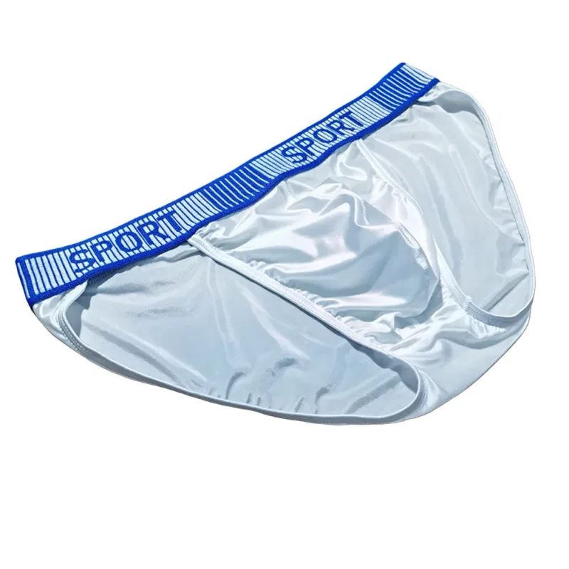 Cuecas masculinas com forquilha alta, cintura média, elástica, respirável, cueca convexa em u, roupa íntima masculina de seda gelada, shorts sedosos