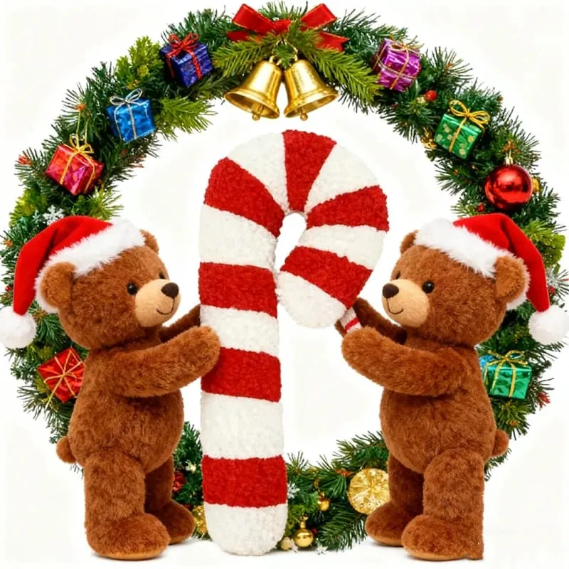 Exquisite Christmas Crutch Plush Toys Christmas Festive Atmosphere Soft Decoration Decorative Ornaments Festival Gift For Friend — image 6