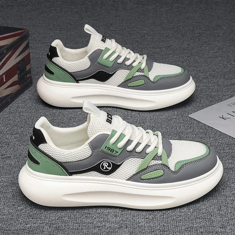 Free Shipping Sports Mens Shoes Height Increasing Thick Sole Vulcanized Sneakers Fashion Casual Lace Up Anti SlipOutdoor Walking — image 2
