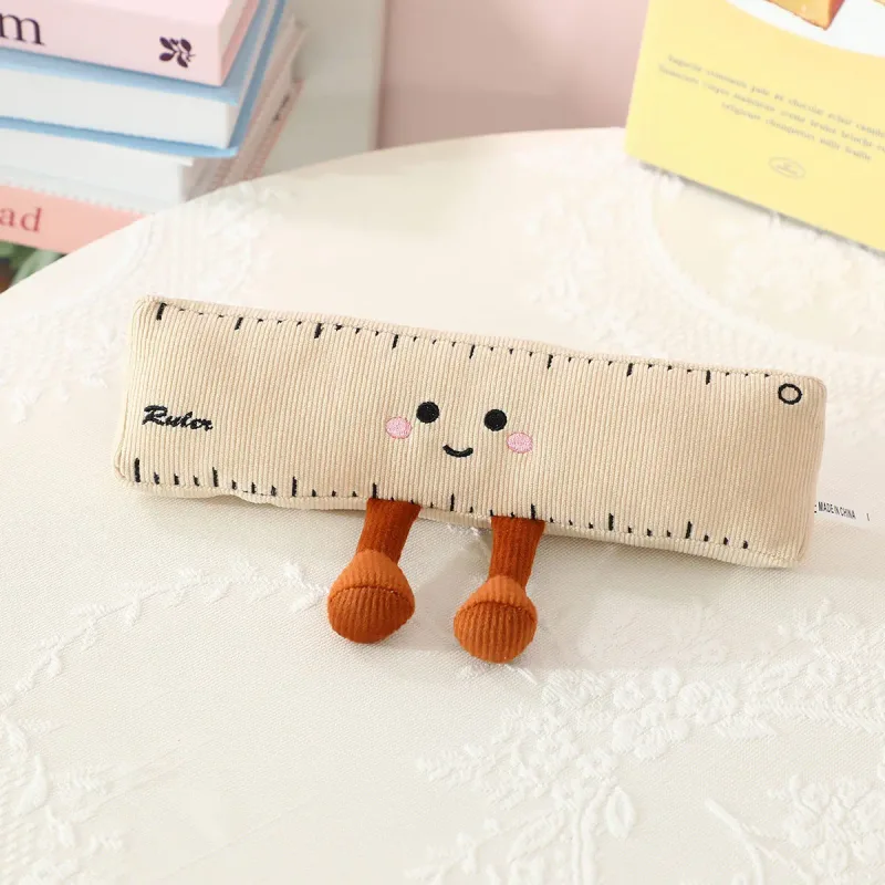 1pc 편지지 플러시 장난감 웃는 Kawaii 얼굴 연필 책 눈금자 다리 인간형 인형 장식 플러시 생일 선물 — image 7