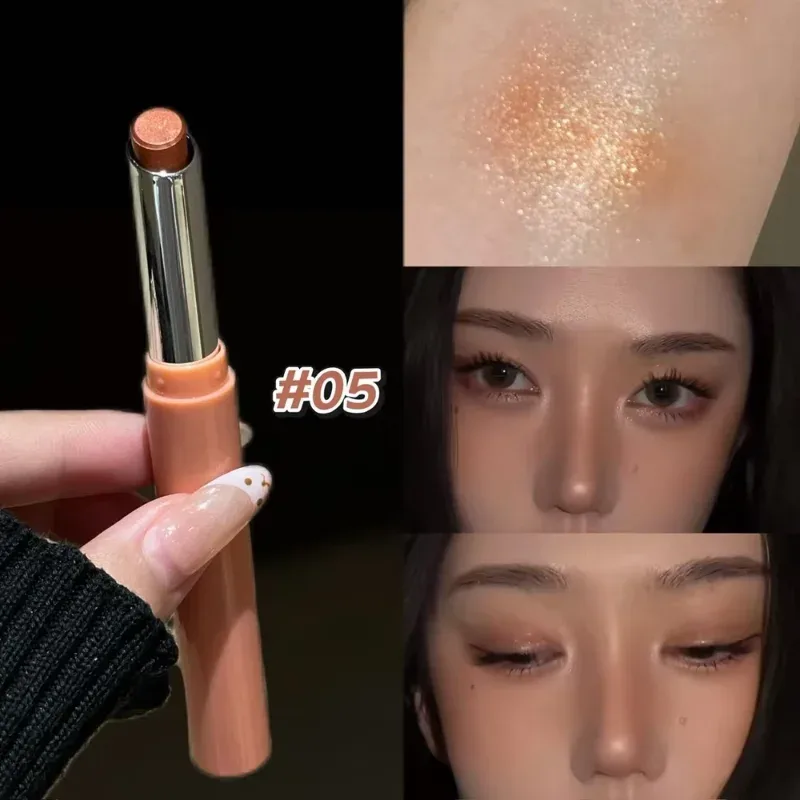 Punk Purple Metallic Eyeshadow Stick Waterproof Lasting Pearlescent Glitter Eye Shadow Highlight Eyeshadow Fine Shiny Eye Makeup