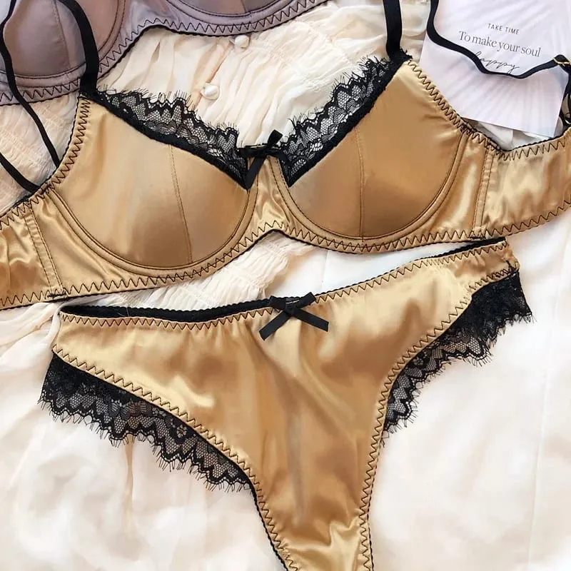 เซ็กซี่ลูกไม้บางถ้วยชุดชั้นในผู้หญิงฝรั่งเศส Push Up Bra ชุดผ้าไหมคุณภาพสูง Comfort Breathable ชุดชั้นใน Intimates ชุด — image 10
