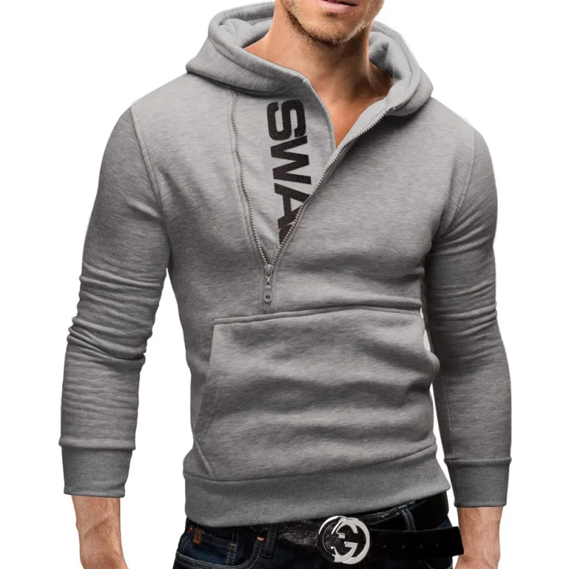 Men's Hoodies Long Sleeve Sweatshirts for Men Zipper Hooded Pullover High Neck Mens Sweatshirt Top Jacket Coat Black Sweater — image 16