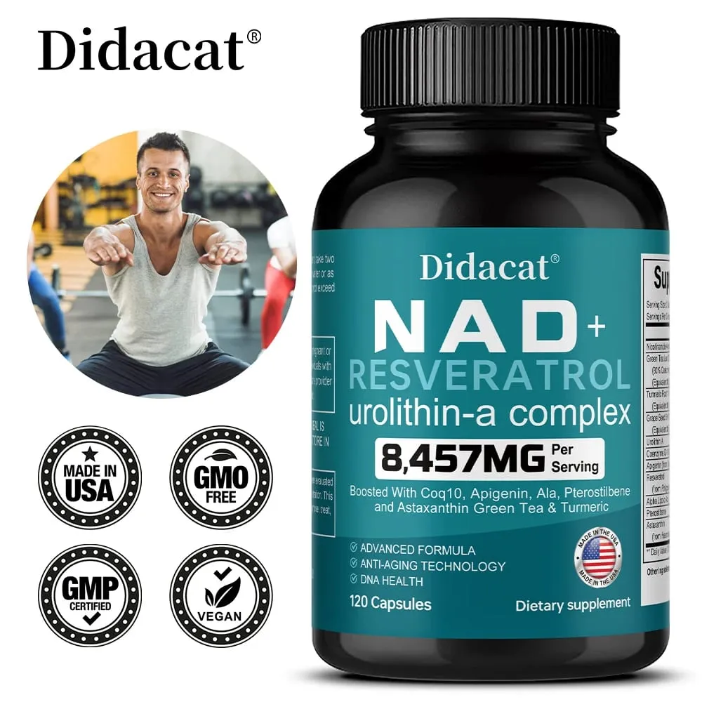 NAD + Resveratrol - Anti-aging Helps Boost Energy Promotes Cell and Skin Health Neuroprotection and Sleep Improvement — image 2