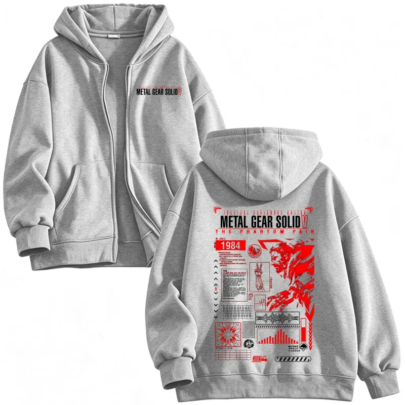 MGS5 Metal Gear Solid V The Phantom Pain Venom Snake Zipper Hoodies Men's Women Zip Up Hooded Sweatshirts Jackets Coats
