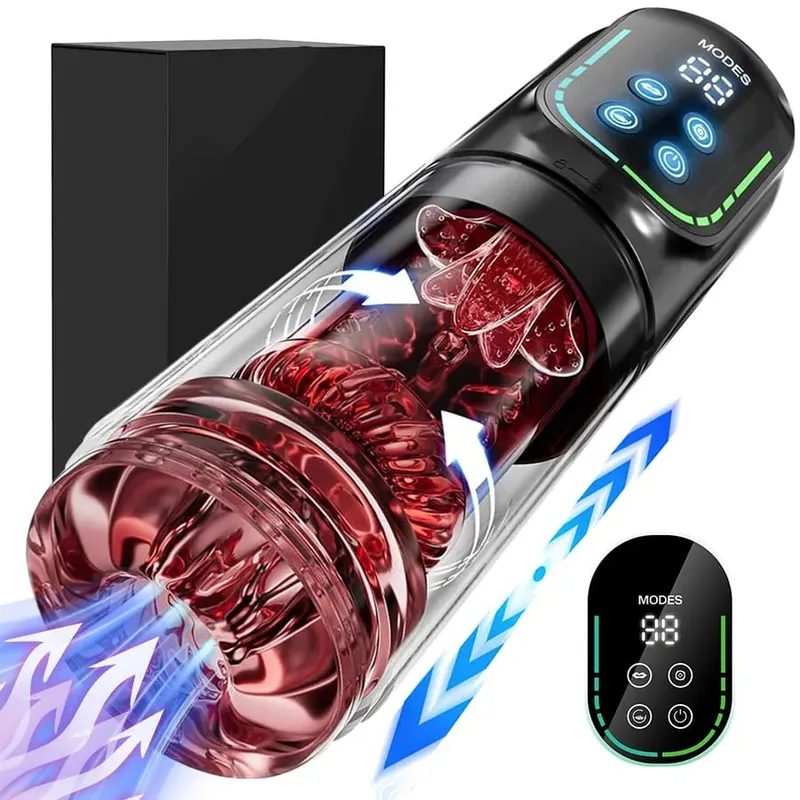 Automatic Male Masturbator 7 Thrusting Rotation Sucking Licking Function LED Display Vacuum Penis Pump Sex Toys for Men