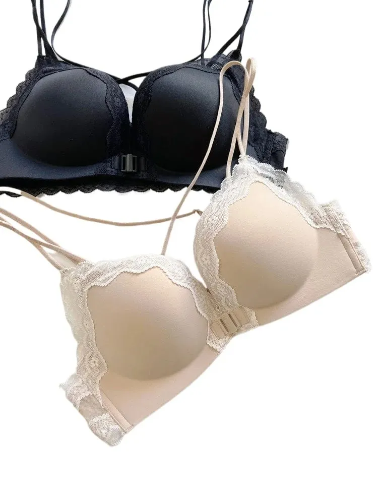 Victoria Style MOYISU Pink Leopard Wireless Bra Set Front Hook Design Push Up Bralette Sexy Back Lingerie To Boost Small Bust — image 1
