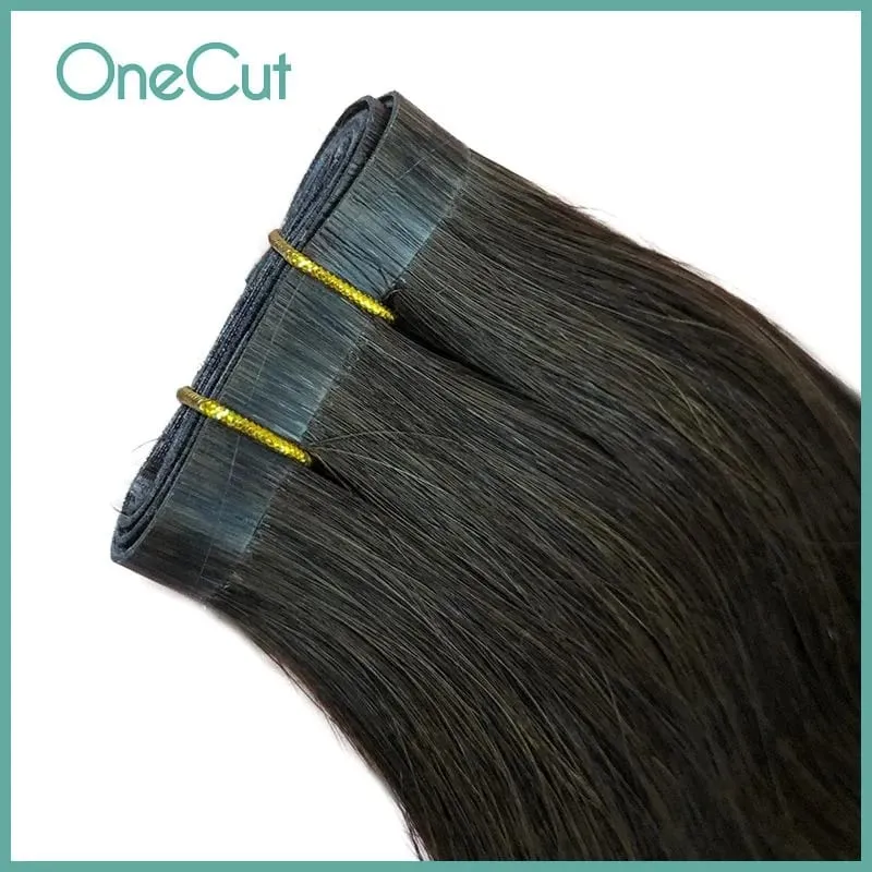 Tape PU Hair Weft Straight Raw Virgin Brazilian Sew In Double Drawn High Quality Bundle Natural Real Human Hair Weave 14-28inch — image 2