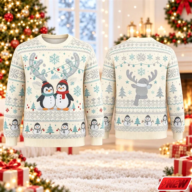 Cute Reindeer Graphic Ugly Christmas Sweater Men Women 3d Printed Christmas Tree Sweatshirt 2027 New Year Party Crew Neck Hoodie — image 8