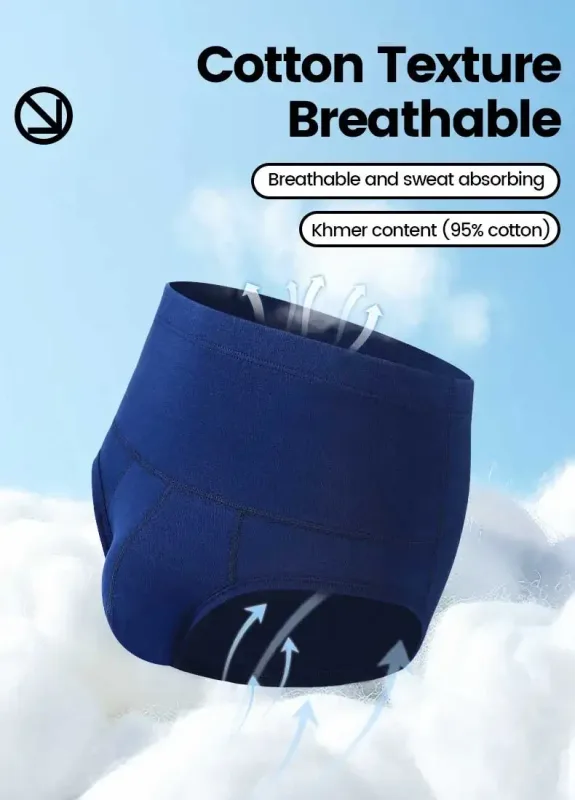 Men's High-Waist Cotton Underwear, Slim-Fitting Waist-Protecting, Plus-Size Warm Triangle Sports Briefs