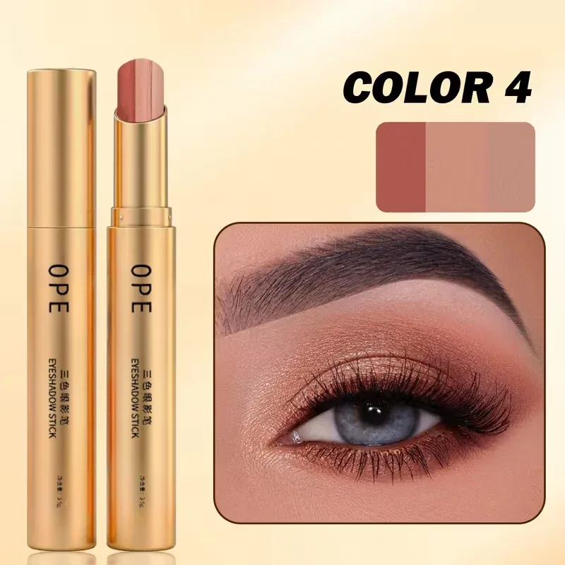 Glitter 3-Color Gradient Eyeshadow Stick Pencil Three Tone Shimmer Metallic Lazy Eye Shadow Pen Waterproof 3 in 1 Eye Makeup