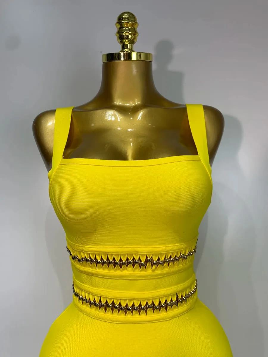 Kvinder Ærmeløs Sexet Firkantet Krave kvast Bodycon Bandage Kjole Berømthed Elegant Aftenfest Højkvalitets fødselsdagskjole