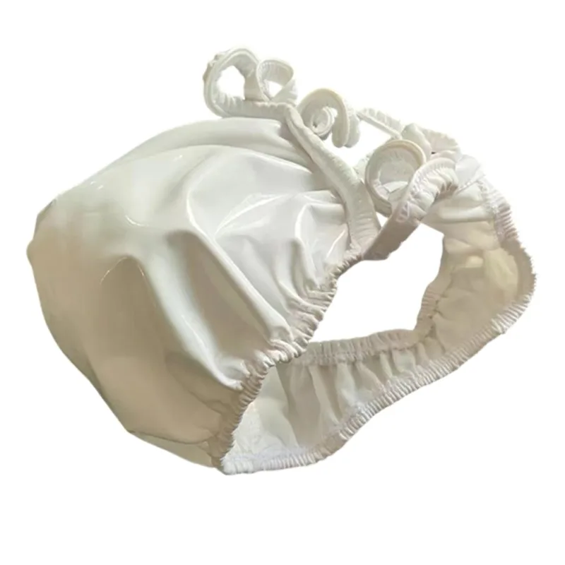 Latex leren strings voor mannen Zwart Heren G-string Glanzende afwerking PU Polyester Spandex 15 PU 72 Polyester 13 Spandex