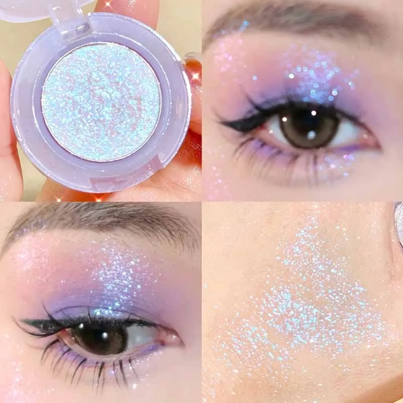 1 Pcs Monochrome High Gloss Waterproof Eye Shadow Peachy Pink Long Lasting Silky Easy To Color Diamond Shiny Eye Shadow Cosmetic