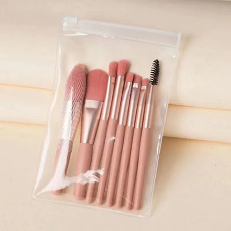 8Pcs Mini Macaron Soft Makeup Brushes Set Portable Beginner Beauty Tools for Blush Eyeshadow Complete Cosmetic Brush Kit