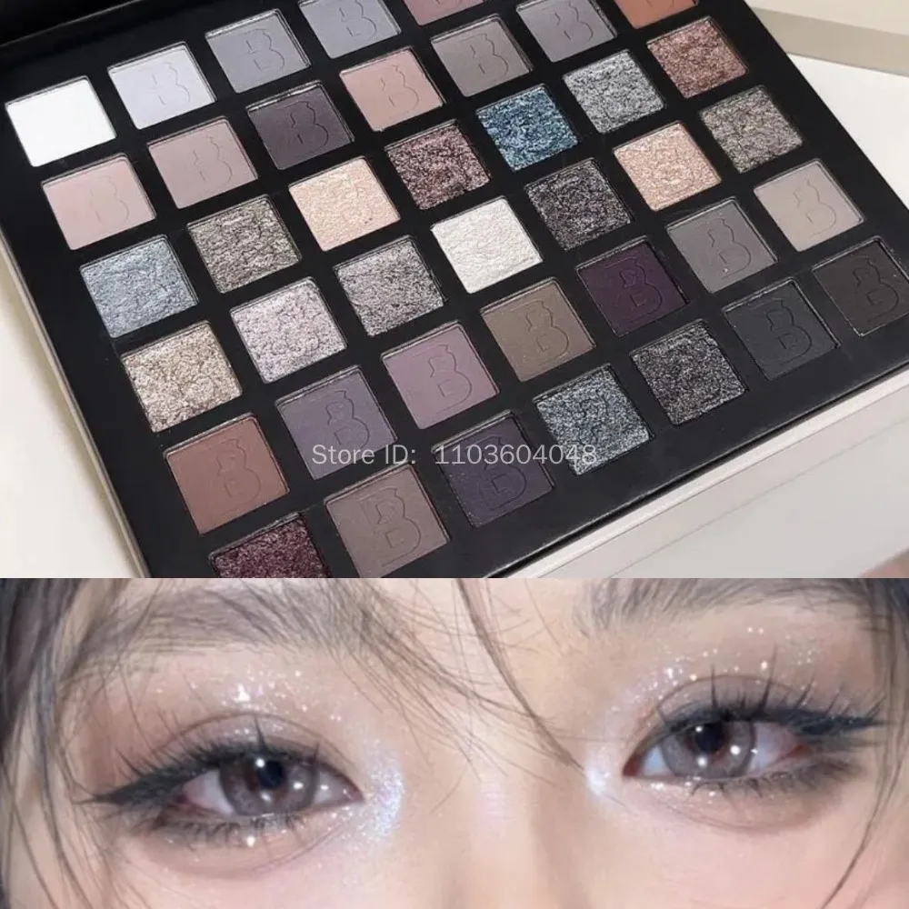 Smoked Eye Shadow Plate Pearlescent Shimmer Eyeshadow Matte Glitter Pigment Waterproof Long Lasting Eye Makeup 42 Colors