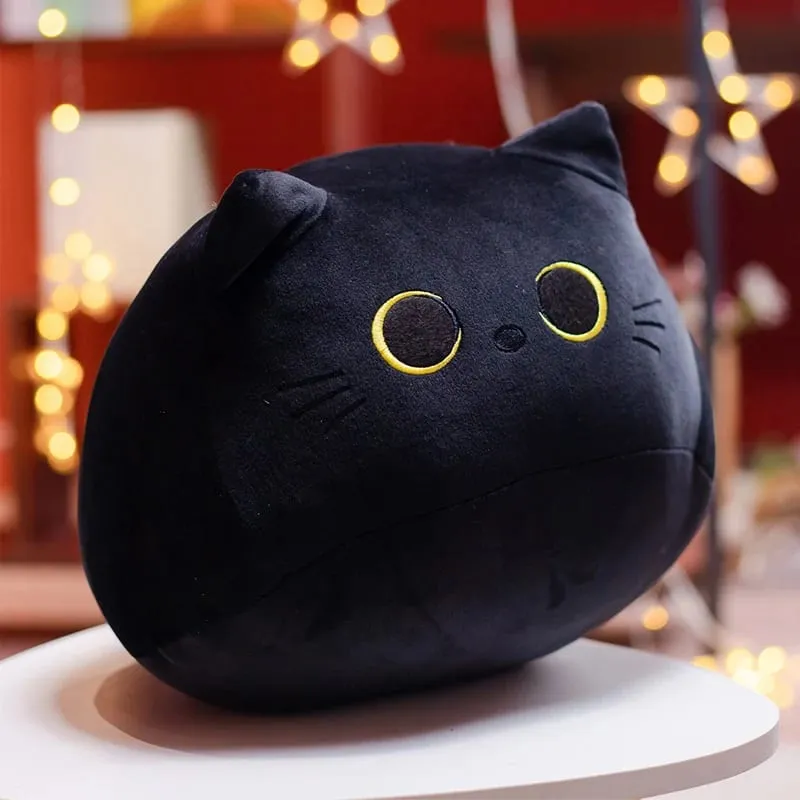 25cm Cute Black Cat Plush Toys Soft Skin-friendly Adorable Throw Pillows Fluffy Exquisite Household Ornaments Gifts For Friends