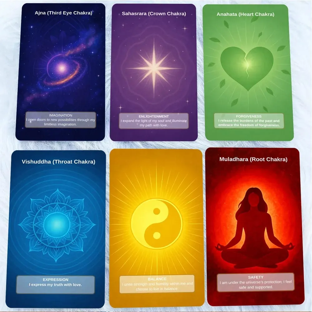 50 Card Deck Includes 1 Instructional Cards Chakra Intention Oracle Self-Connection & Energy Adjustment Practices