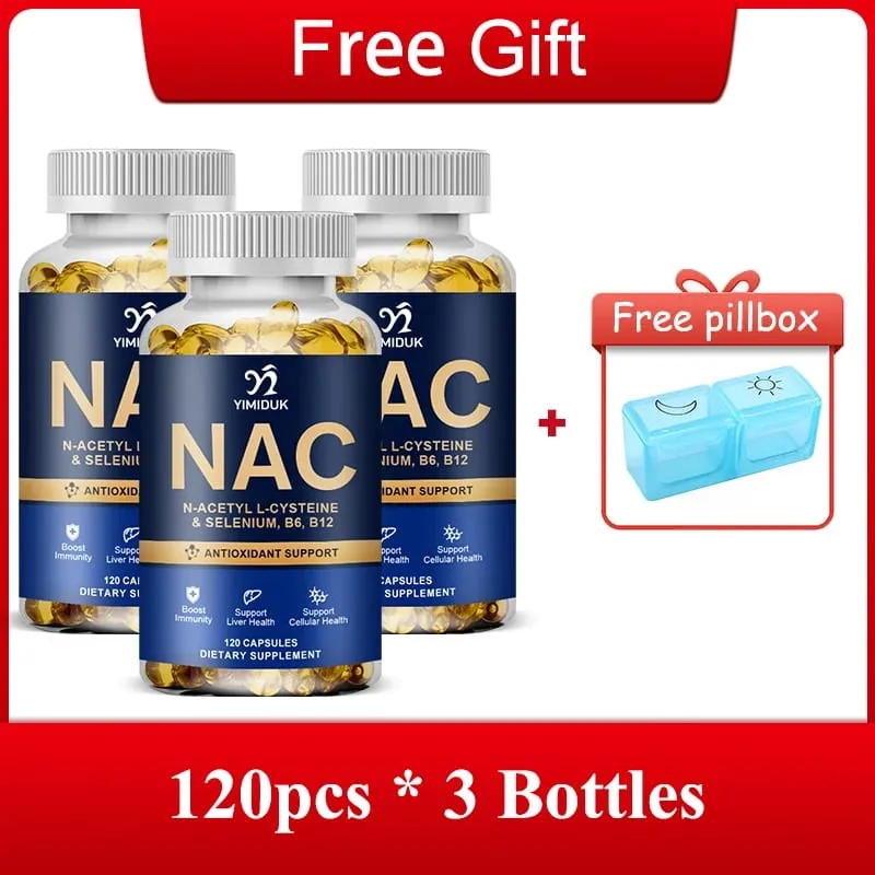 Pure NAC Capsules with Vitamin B12 Support Skin Hydration Antioxidant Immune Cellular Health Detoxification Men & Women