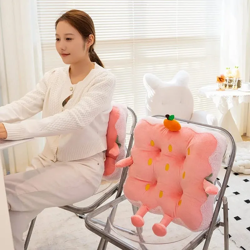 40cm Cute Strawberry Seat Cushion Fruit Pink Strawberry Soft Plush Stuffed Chair Mat Para sa Office Sofa Living Room Home Couch