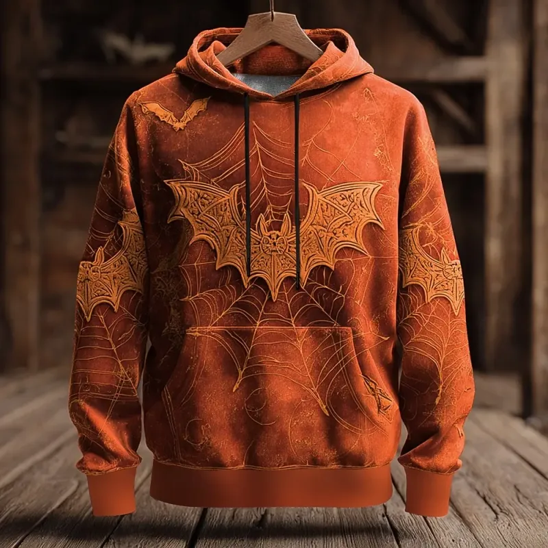 Halloween Men's 3D Bat Sweatshirt Punk Crew Neck 3D Print Club Streetwear Drawstring 3D Print Fall Winter Designer Hoodies — image 4