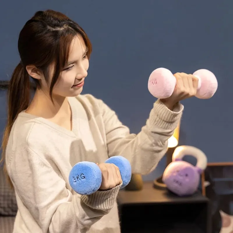 20/23cm Cute Kettle-bell Dumbbell Plush Pillow Stuffed Smiling Face Fitness Sports Equipment Plushie Home Decor Men Gift — image 6