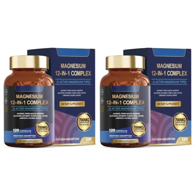 Magnesium 12-In-1 Complex Capsules 12 Active Magnesium Types High Absorption Glycinate Citrate Forms 120 Capsules — image 8