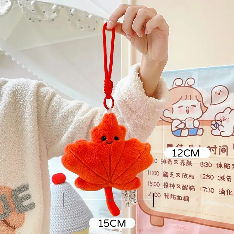 Smiling Face Maple Ginkgo Leaf Plush Pillow Stuffed Kawaii Plant Cushion Sofa Chair Decoration Gift — image 11